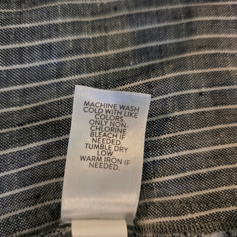 J.Jill Love Linen Pinstripe Shirt Dress Grey White 100% Linen Small 3/4 Sleeve - Picture 5 of 8